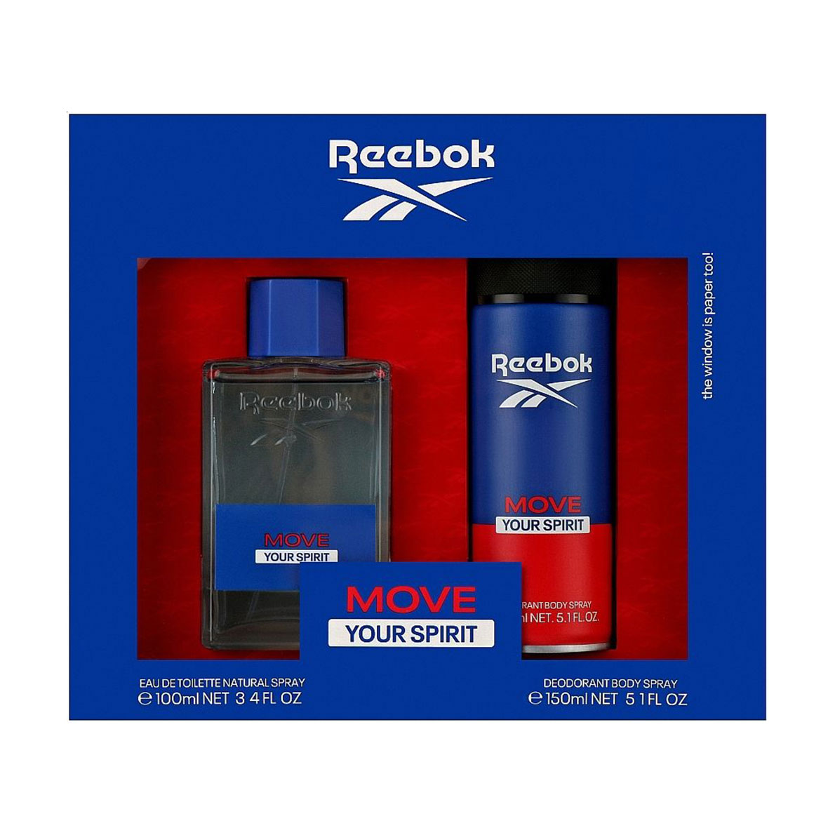 Парфумований набір чоловічий Reebok Move Your Spirit (туалетна вода, 100 мл + дезодорант-спрей, 150 мл)